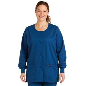 NEW Landau Blue Medical Scrub Jacket | Snap Front Cuffs Pockets 35% Cotton | 3XL